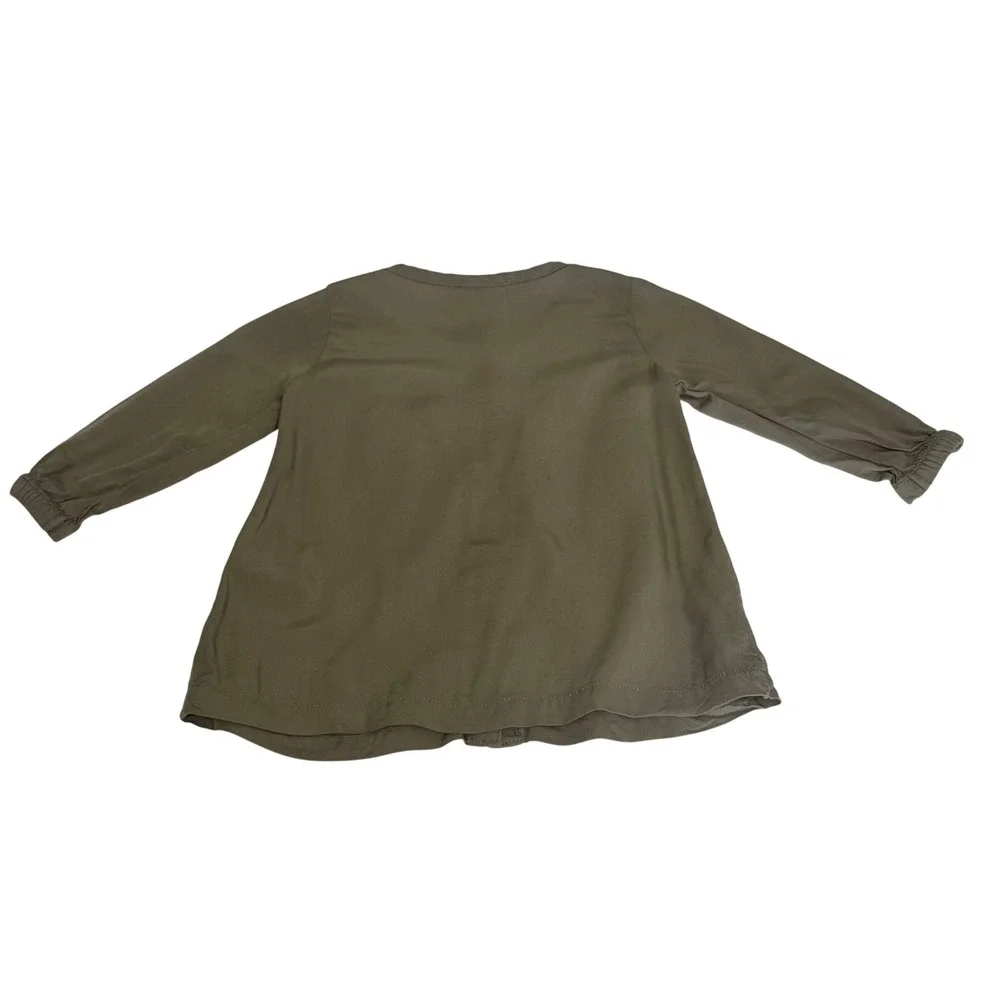 Carters Baby Girl Olive Green Button Front Peplum Top Long Sleeve 6 Months